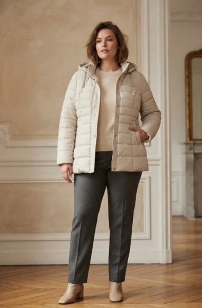 Immagine di MID LENGTH QUILTED PUFFER JKT WITH FUR LINING